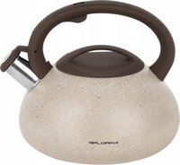 Floria Florina ''Lava'' fluitketel -waterketel - waterkoker - RVS met steen coating - 2.5L - geschikt voor inductie - koel touch handvat - bruin / beige