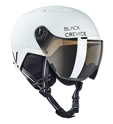 Black Crevice Chamonix Ski Helmet with Visor - Adult - Matte White Carbon/Black - M (55-58 cm)