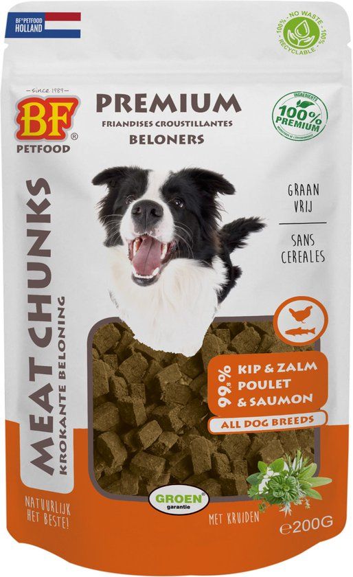 Biofood Bf Meat Chunks 100 g - Hondensnacks - Kip&Zalm