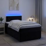 vidaXL Boxspringbed met matras, zwart, 120 x 190 cm, fluweel