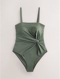 Next - Dames - Gedraaid buikbedekkend bandeau-badpak - Groen
