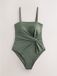 Next - Dames - Gedraaid buikbedekkend bandeau-badpak - Groen