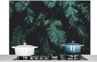 KitchenYeah Keuken Spatscherm 120x80 cm Jungle - Palmboom - Aluminium