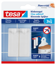 tesa 77763-00000 - Klevende spijker voor tegels en metaal - 3kg - wit - 2 stuks