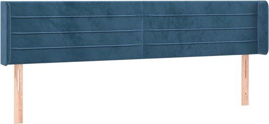 vidaXL Hoofdbord met randen 203x16x78/88 cm fluweel donkerblauw