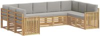 vidaXL - Sofa-Set - Massief Acacia Hout - Wit en Lichtgrijs - 2 Zitplekken