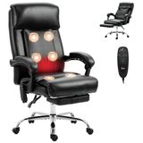 HOMCOM Massage Bureaustoel - Polyurethaan - 64 x 59 x 120 cm - Zwart