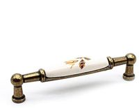 PromoHome LAHH Precision Components Ltd. 4x Vintage Handgrepen Antiek Herfstroos Motief - 106 mm - Zink & Porselein - Antiek Koper
