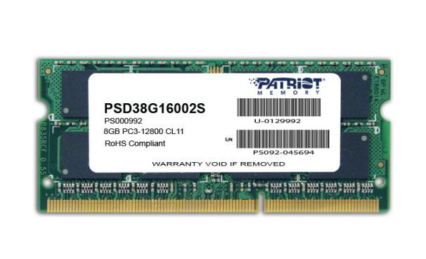 Patriot Memory 8GB DDR3 1600MHz SO-DIMM Notebook Memory - PSD38G16002S