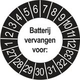 Merkloos / Sans marque Ricard Keuringsstickers Batterij Vervangen 2027 | 50 stuks, Ø 35 mm | Buiten Zwart