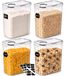 Boîte de conservation avec couvercle hermétique - 4 litres - Sans BPA - Boîte de conservation en verre avec couvercle - Set de 4 - Transparent