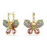 Swarovski Idyllia Oorhangers, Verschillende slijpvormen, Pavé, Vlinder, Meerkleurig, Goudkleurige toplaag