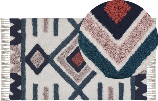 KOZLU - Laagpolig vloerkleed - Multicolor - 80 x 150 cm - Katoen