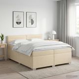 vidaXL Boxspringbed met matras, crème kleur, 200 x 200 cm, gestoffeerd