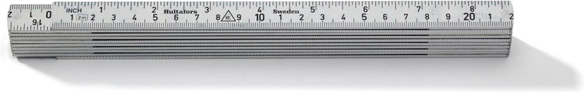 Hultafors A61-2-10 duimstok - aluminium - 2m - mm / inch - wit