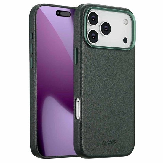 Accezz Leather Backcover Geschikt voor iPhone 17 Pro Max MagSafe Cedar Green