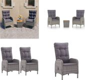 vidaXL 3-delige Bistroset poly rattan en acaciahout grijs