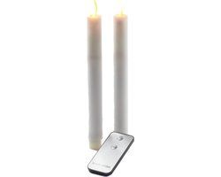 Anna's Collection Led dinerkaarsen - 2x st - wit - 23 cm - bewegende vlam - warm wit licht
