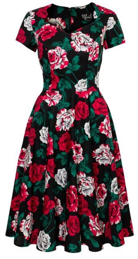 Hell Bunny Paint me Roses Jurk Dames Maxi-jurk - meerkleurig - XS