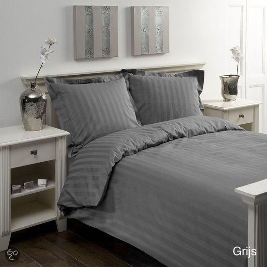 Papillon Satijn Streep Dekbedovertrek 140x200/220cm - Grijs - Eenpersoons