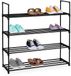 Merkloos Relaxdays Schoenenrek - 4 laags - 72x92x30 cm - Zwart