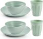 Plasticforte Camping Servies set - kunststof - mintgroen - 8x borden/8x drinkbekers/8x kommetjes - onbreekbaar