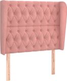 vidaXL Hoofdbord met randen 103x23x118/128 cm fluweel roze
