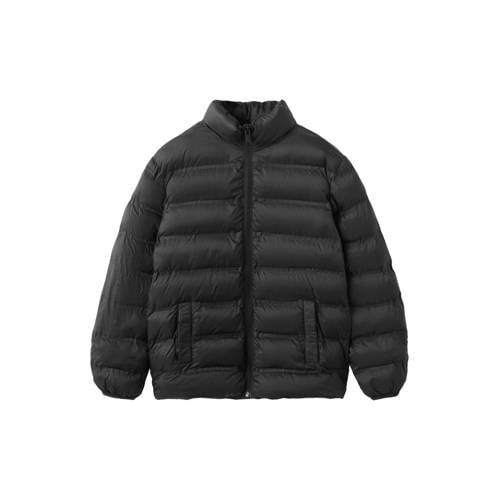 Mango Kids Zwart Jongens Polyamide Opstaande kraag Effen Tussenjas - maat 128