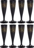 Excellent Houseware Prosecco/champagneglazen - 8x - Zwart/Goud - Kunststof - 130 ml