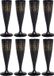 Excellent Houseware Prosecco/champagneglazen - 8x - Zwart/Goud - Kunststof - 130 ml