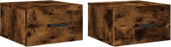 vidaXL Nachtkastjes 2 stuks wandgemonteerd 35x35x20 cm gerookt eikenkleur