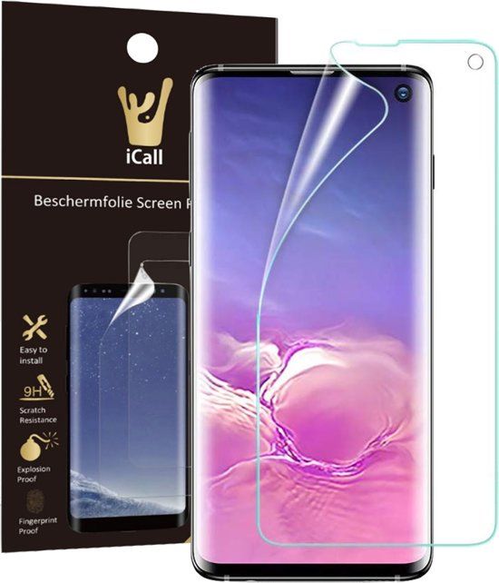 iCall Samsung Galaxy S10e Screenprotector Glas PET Folie Screen Protector Transparant Full-Screen