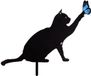 Janse® Tuinsteker poes met vlinder - Metalen tuin steker kat - Poes zwart - Tuindecoratie - Poezen silhouet - Bloempot steker - Kattenbeeld