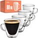 4 tasses à expresso isothermes à double paroi avec poignée, 80 ml