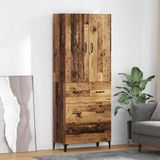 vidaXL Hoge kast, gerecycled hout, 69,5 x 34 x 180 cm, houtvezel