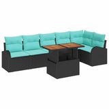 vidaXL Ensemble de canapé de jardin 7 pc Noir Poly rotin