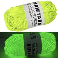 Glow in the dark Wol Garen - 53 meter - 2mm - Geel - Vleugel