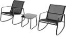Jumi Tuinset ROCKING 2 fauteuils textileen stoelen GLAS tafel zwart