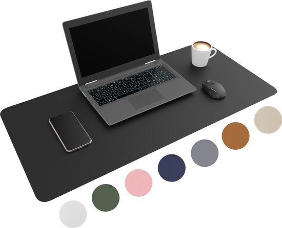 WURK Muismat 90x45 - XXL - Bureau Onderlegger - Bureau Organizer - Bureaumat - Inclusief Kabel Clip – Zwart