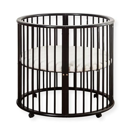 Buxibo - Baby Box - Ronde Houten Speelbox - Playpen - Inclusief Matras - 91x91x85 cm - Zwart
