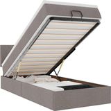 vidaXL Bed poef met matras en LED's 90x200 cm stof taupe