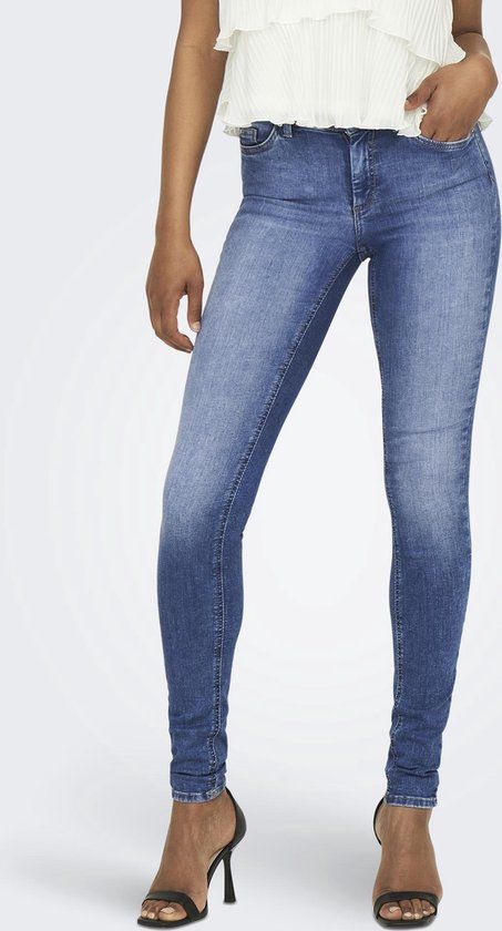 ONLY ONLBLUSH MID SKINNY REA12187 NOOS Dames Jeans - Medium Blue Denim - Maat M/34