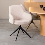 LABEL51 Bern Eetkamerstoel - Naturel - Stof - Black Frame