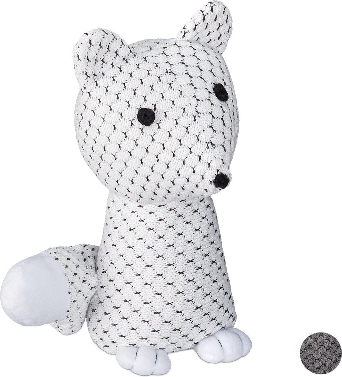 Relaxdays Deurstop Vos - Deurstopper - Deurbuffer - Decoratie - Dier - 1 kg - Wit