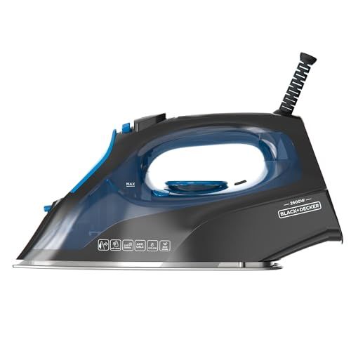 BLACK+DECKER BXIR2605E Stoomstrijkijzer, 2600 W, roestvrijstalen zoolplaat, stoomstoot 170 g/min continue stoom 40 g/min sprayfunctie, dubbel anti-kalksysteem, zelfreinigend, stoomregelaar