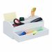 Relaxdays bureau organizer, met vakken en lade, van bamboe, 11 x 27,5 x 15 cm, wit