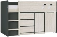 Vente-unique Lit combiné bois gris clair, gris anthracite 90 x 190 cm