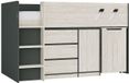 Vente-unique Lit combiné bois gris clair, gris anthracite 90 x 190 cm