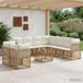 Prolenta Maison Exclusive - Ensemble de salon de jardin composé de 10 pièces. Polyester naturel et de couleur crème