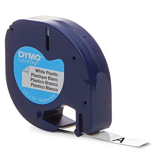 DYMO Authentiek Plastic Etiketten Letratag, 12 mm X 4 M, Zwart op Wit, voor Letratag Etikettenprinter